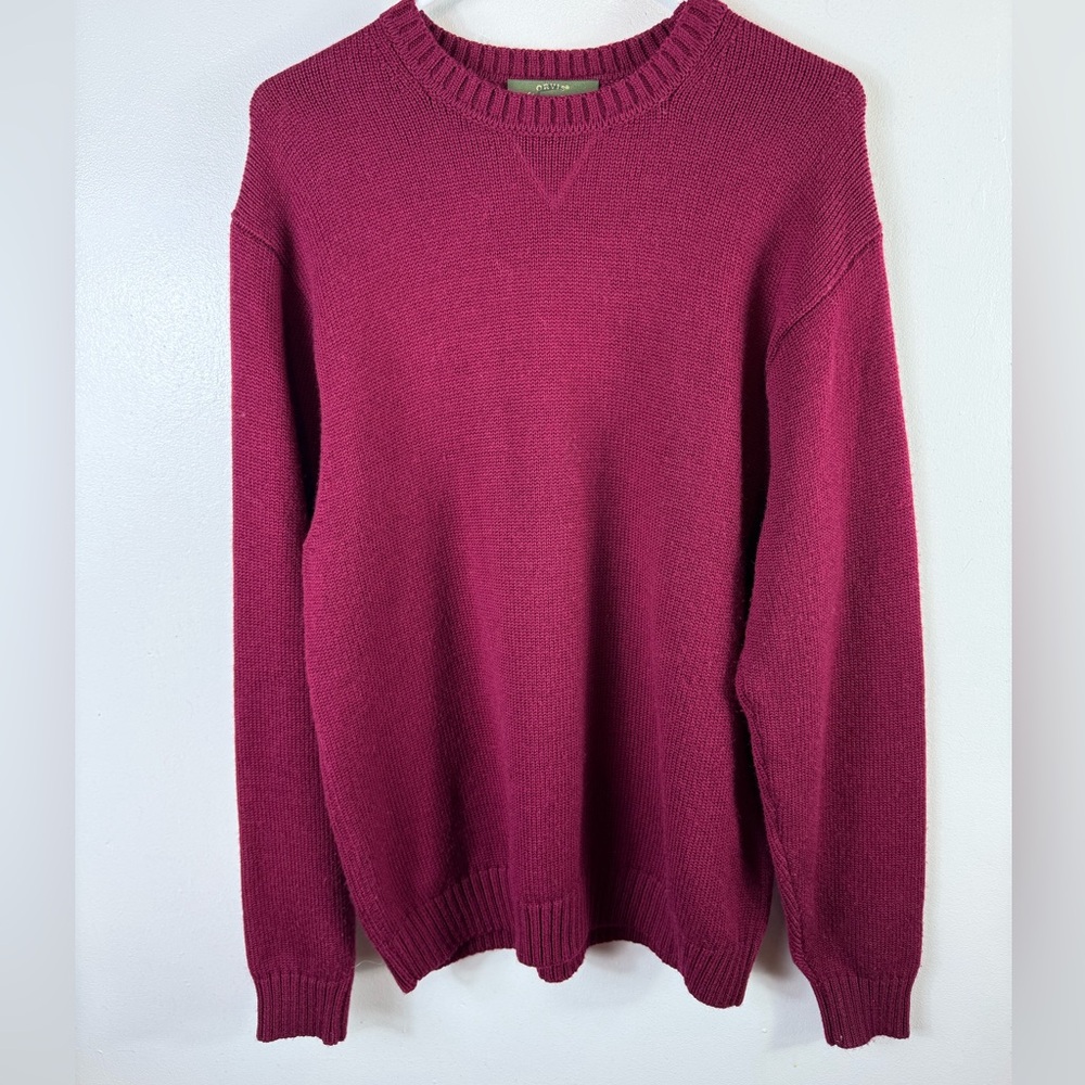 Orvis Mens Crewneck Wool Sweater‎ Burgundy Large Casual Officewear Knit Winter